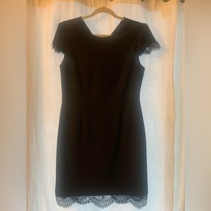 Betsey Johnson Women's 12 Black Cap Sleeve Lace Dress Sheath Stretch Coc…